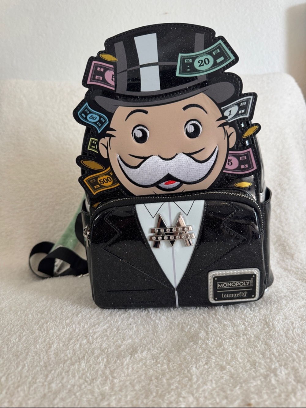 Monopoly 90th Anniversary Pennybags Glitter Cosplay Mini Backpack